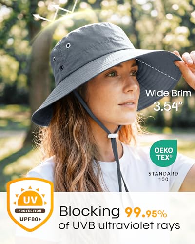 Image of FURTALK Sun Hats for Women Ponytail UV Protection Beach Summer Hat Wide Brim Packable Cowboy Hat