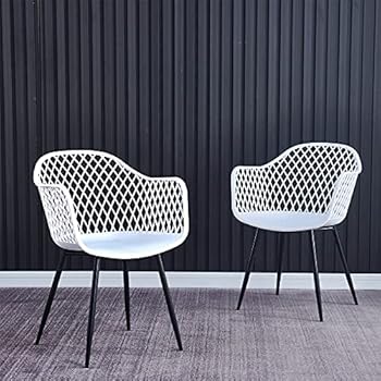 Alternative view of Plastic Outdoor Chairs Set of 2, Kitchen & Dining Room Chairs, Indoor/Outdoor Dining Chairs, Plastic Chairs for Outside Garden Patio Balcony, White Dining Chairs