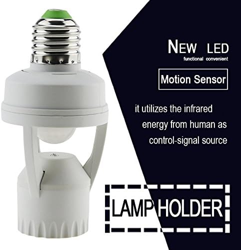 E-Age Ajustable 360 Degree Infrared Motion PIR Sensor Automatic LED Light Lamp E27 Holder Switch