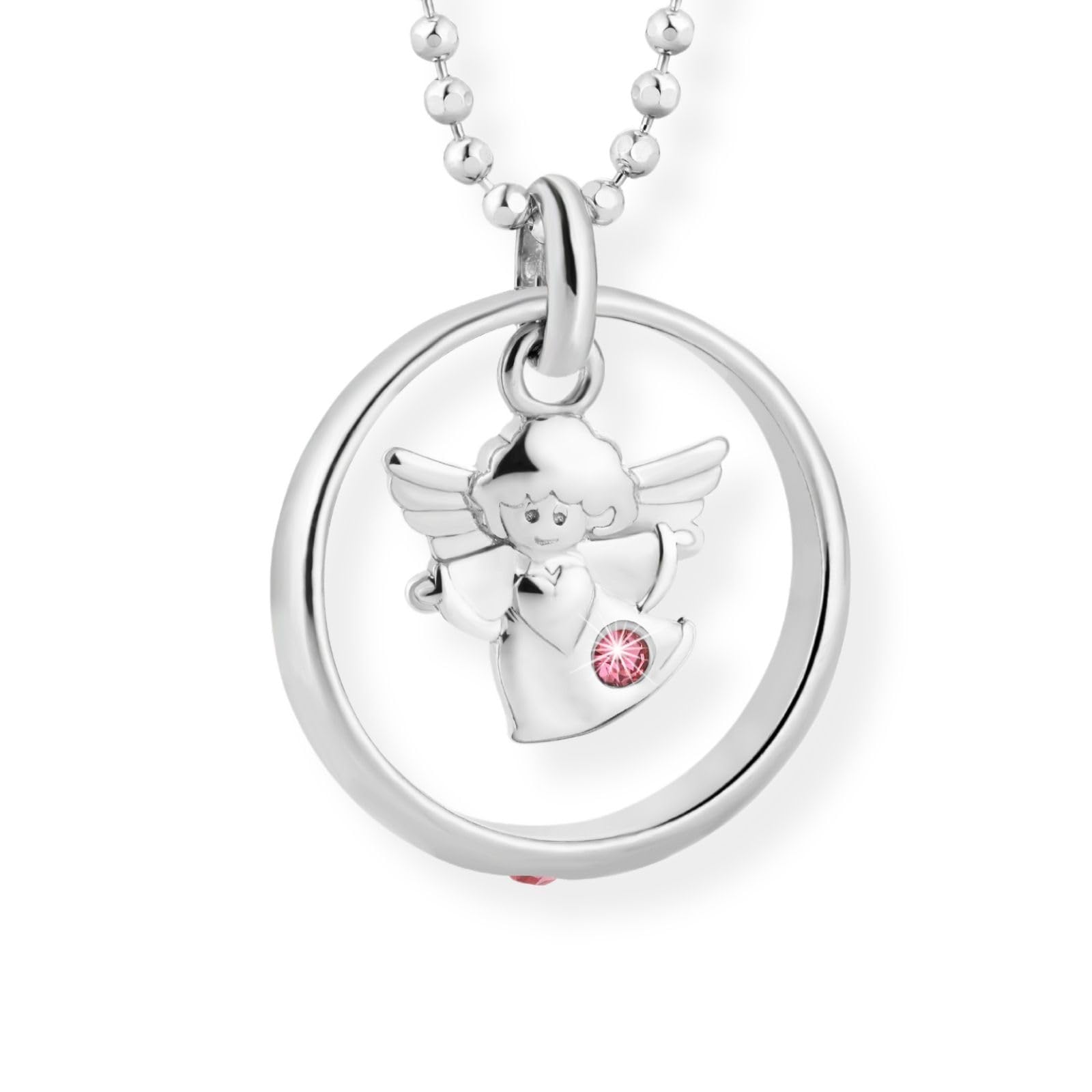 Collana Battesimo Bambino In Argento Dorato - Con Ciondolo Angelo E Swarovski | Regalo Elegante