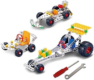 deAO Metal Model Vehicles STEM 3-in-1 Educational DIY Construction Building Science Experiment Toys 291 Pieces for Kids Teens Adults