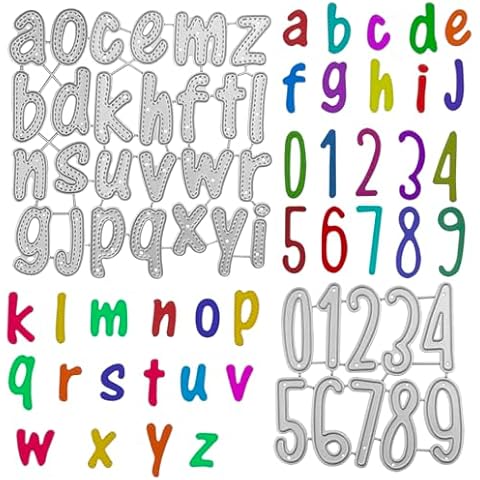 2 Pcs Metal Cutting Dies for Card Making Kit, AIFUDA Arabian Numeric Cutting Die Letters Stencils Embossing Template Die Cuts for Scrapbooking DIY Cards Album Crafts Supplies Cover