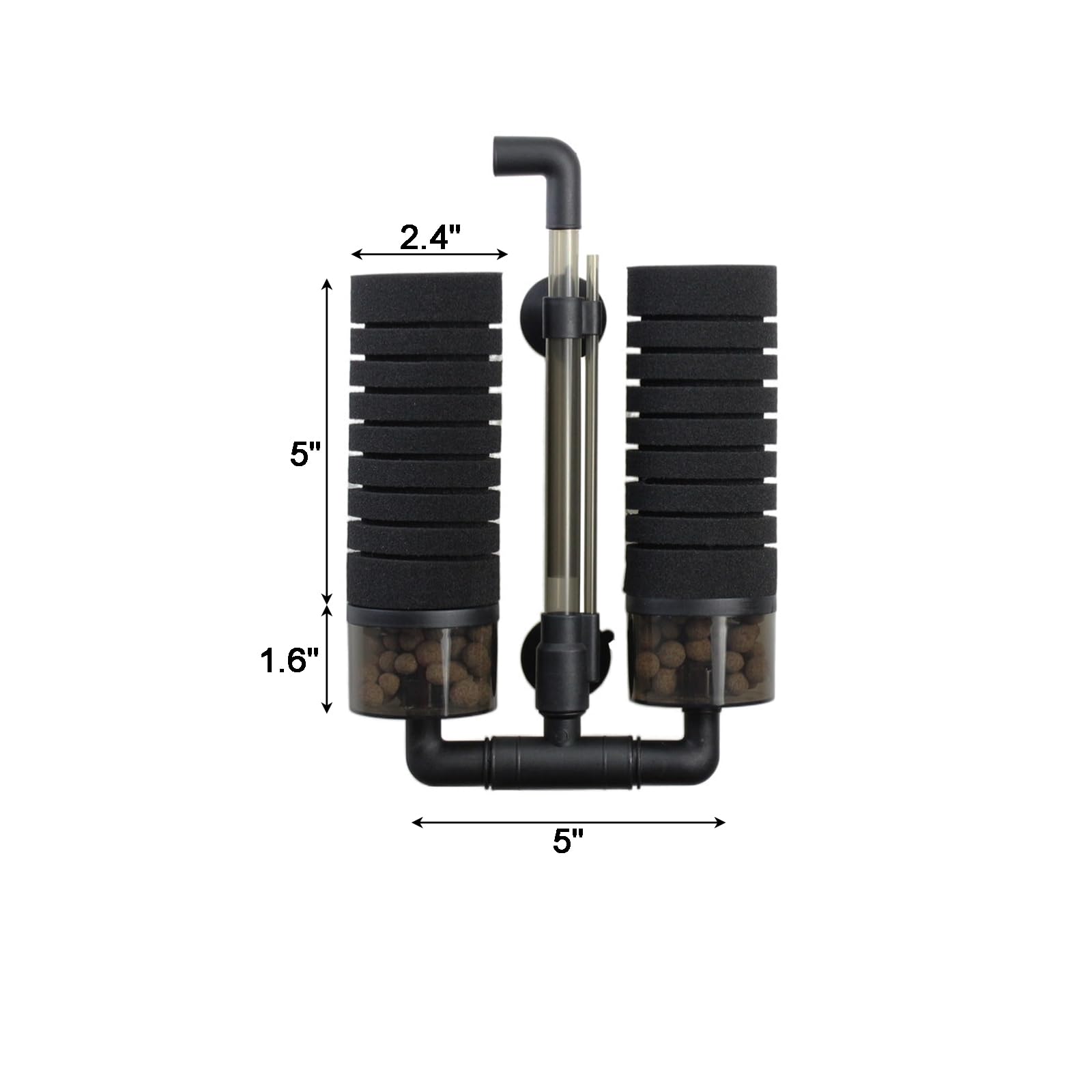 AQUANEAT Filtro de esponja, filtro silencioso para acuario con bolas de cerámica, filtro de esponja impulsado por aire (tamaño grande)