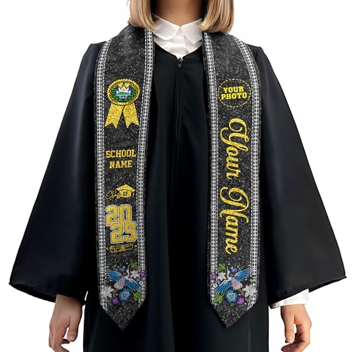 MonkeyVan Custom Salvadoran Graduation Stole 2025,Personalized El Salvador Flag Graduation Sash,Salvadoran American Stole S28