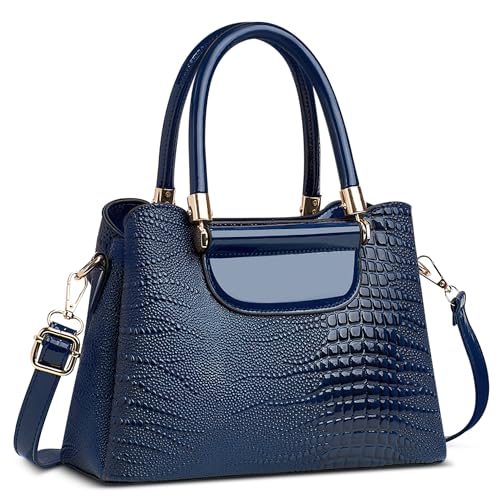 Sac à bandoulière bleu motif crocodile pour voyage et achats chic