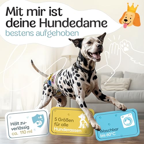 HUND IST KÖNIG Hundewindeln für Hündinnen (3 Stück) - Hochabsorbierende Läufigkeitshose für Hündinnen mit 3-Fach Justierung - Umweltfreundliche Hunde Windeln, Hundehöschen Läufigkeit & Inkontinenz