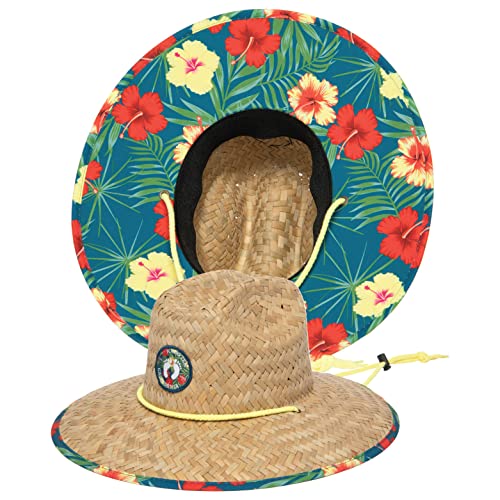Hang Ten Beach Straw Lifeguard Sun Hat With Adjustable Chin Cord (Multicolor) #TOP7