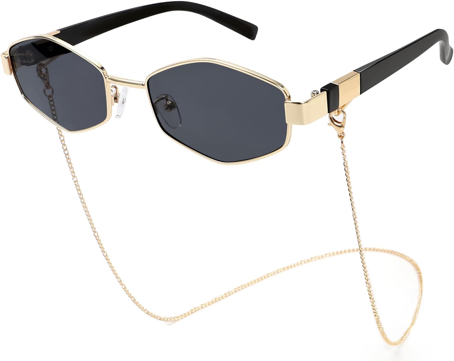 Trendy Hexagon Sunglasses for Women with Chain
