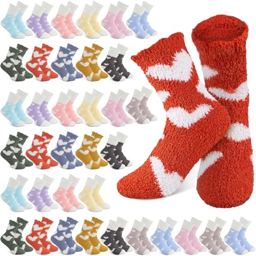Image of Hicarer 36 Pairs Thicker Warm Fuzzy Socks for Women Bulk Plush Mother's Day Gift Slipper Socks Adult