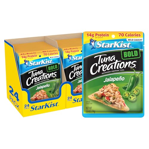 Image of StarKist Tuna Creations BOLD Jalapeno, 2.6oz Pouch, 24-Pack | 14g Protein Per Serving, Wild Caught, Shelf Stable Seafood, Gluten Free, Soy Free, No Draining, Ready to Eat for Salads