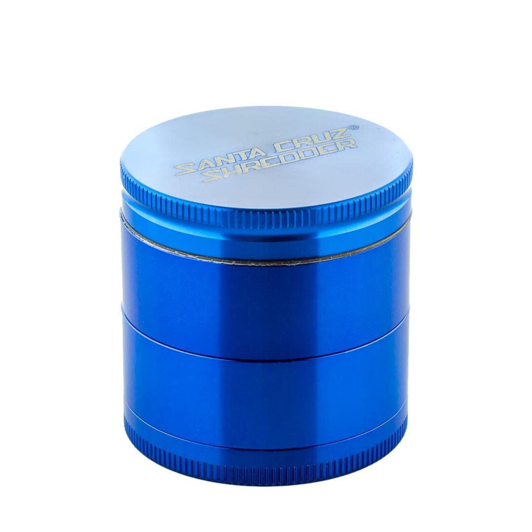 Santa Cruz Shredder Metal Herb Grinder Knurled Top for Stronger Grip Large 4-Piece 2.7" (Blue)