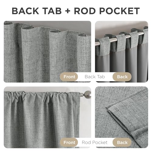 Joydeco Blackout Curtains for Bedroom - 100% Light Blocking 1 Panels Light Grey Drapes 70" W x 96" L, Thermal Insulated Room Darkening Curtains, Linen Textured for Living Room, Rod Pocket & Back Tabs by Joydeco - Image 6
