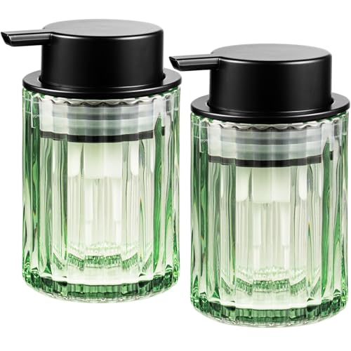 Foam Hand Soap Dispenser, 8oz Refillable Sage Green Glass with Black Pump