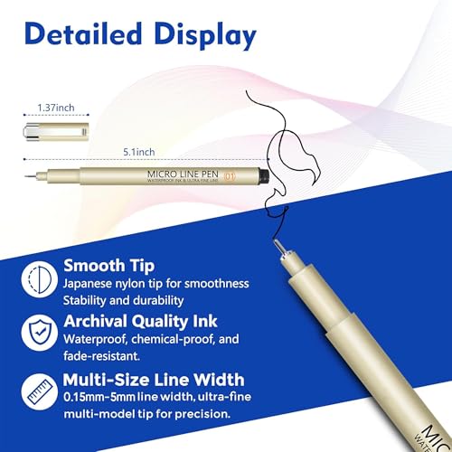 Image of KLIFFOO Micro Fineliner Drawing Art Pens,12pcs Fine Point Waterproof Archival Black Ink Marker for Artists,Writing,Manga,Sketching,Zentangle & Outlining,Tip Size 0.2mm-3mm (12pcs Fine Point Pens)