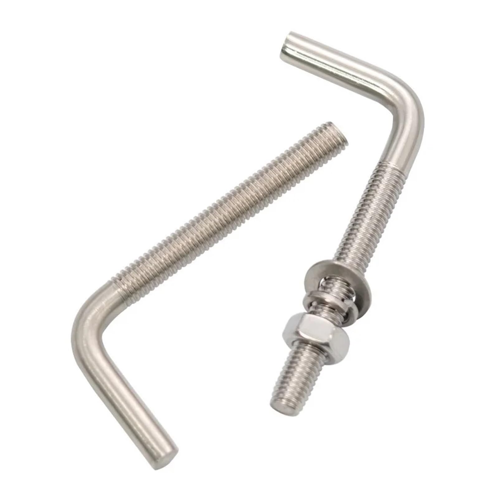 L-förmige Ankerbolzen aus Edelstahl 304 mit Muttern und Unterlegscheiben, Set M4, M5, M6, M8, M10, M12, rechtwinklige Schrauben, Vierkantbolzen(M10x200mm 2Sets)