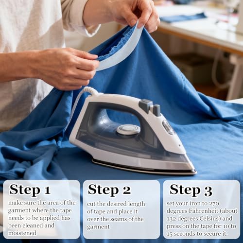 Vin Beauty 140 Yards Iron On Hemming Tape 3/4 Inch Iron On Hem Tape No Sew Hem Tapes 2 Rolls Hemming Tapes Fusible Adhesive for Pants, Clothes, Curtains, and Fabrics