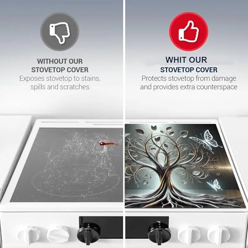 Image of HOMETITUTE Silver Butterfly Tree of Life Stove Covers 28x20 Diatomite Mat