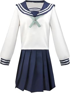 [QIHUAN] 女子高生 天内理子セット スカート セット ハロウィン コスプレ 可愛い スカーフ 女子学生 コスプレ セーラー服 セット卒業式 学園祭 イベント 衣装
