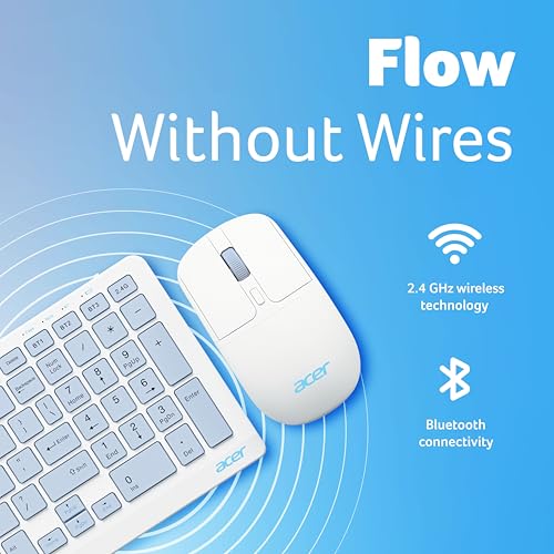 Image of Acer ZenKeys Duo Wireless Keyboard & Mouse Combo | 2.4 GHz + Bluetooth | Rechargeable 500 mAh Type-C | 99-Key Silent Keyboard | 1600 DPI Optical Mouse | 10m Range | Windows /macOS /Linux Compatible