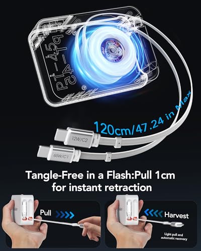 Image of 65W for MacBook Pro Charger,5-in-1 Retractable Wall Charger Plug for iPhone