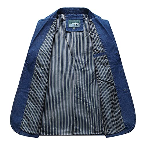 Alloaone Men's Clothes Three-Button Denim Blazer Loose Youth Solid Color Denim Blazers4