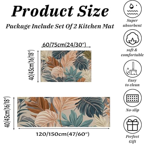 Alfombras cocina antideslizantes de diseño tropical para un suelo moderno en terracota 3