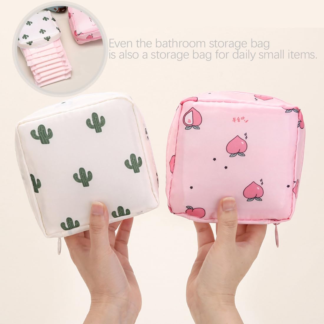 Pochette Pour Serviettes Hygiéniques En Velours - 13x13x4 Cm, Zippée, Lavable - Rangement Discret Pour Tampons, Protège-slips - Idéale Trousse De Voyage