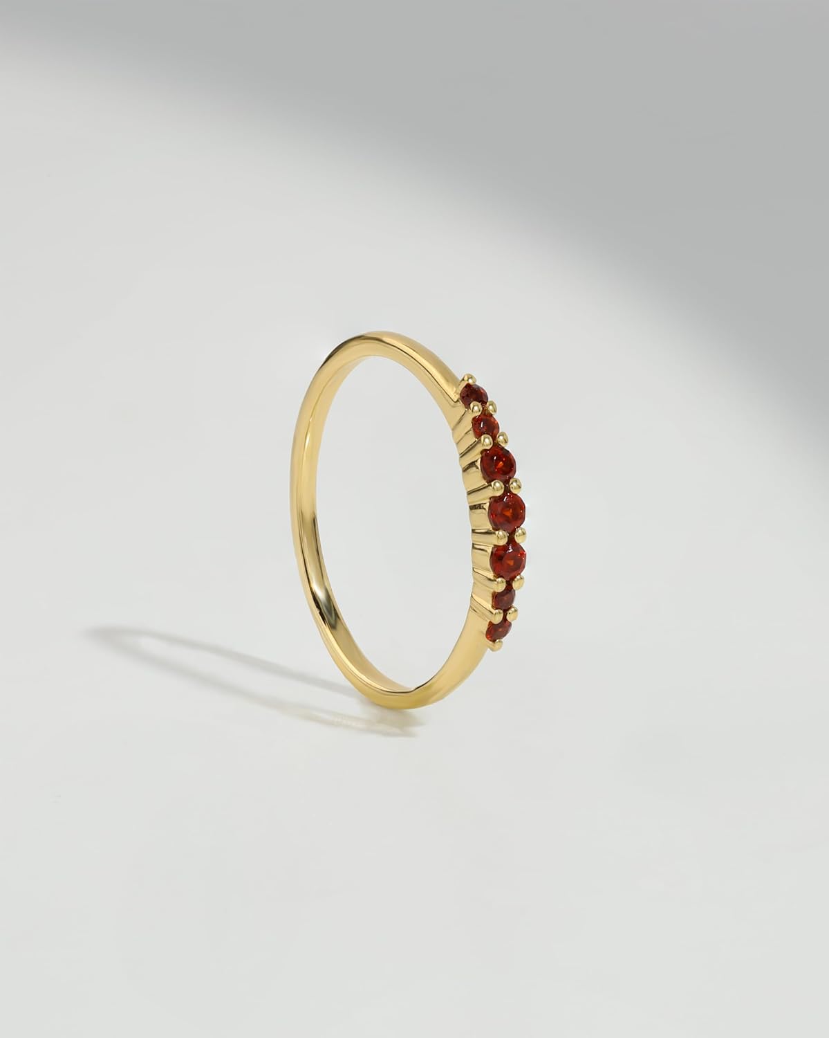 YoTreasure Solid 14K Gold Plated 925 Sterling Silver London Blue Topaz Red Garnet Chrome Diopside Band Ring for Women | Stackable Wedding Band, Promise & Anniversary Rings Gemstone Jewelry