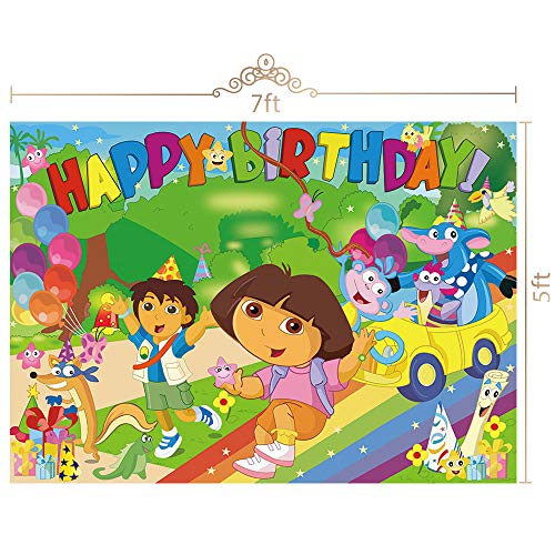 Fondo de cumpleaños con tema de dibujos, 2.1m x 1.5m miniatura 7