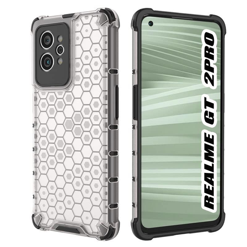 Image of Lustree TPU Honey Comb Armor Shock Proof Back Cover for for Realme GT2 Pro (Transparent)