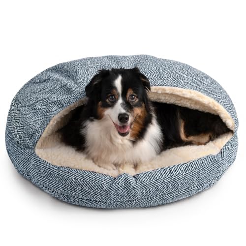 Image of Snoozer Orthopedic Cozy Cave Dog Bed, Orthopedic Foam, Palmer Indigo (L)