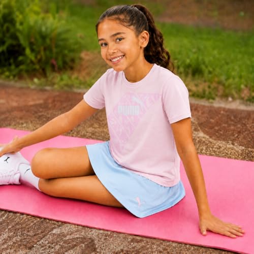 Image of PUMA Girls Athletic Skort Set - 2 Piece Workout Set Active Skirt with Shorts & Short Sleeve T-Shirt Girls Athletic Outfit