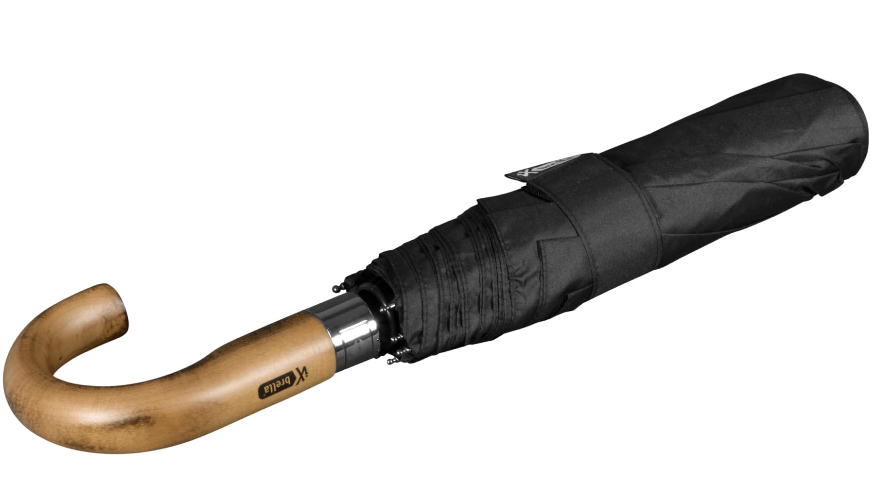 iX-brella - Sombrilla XXL para hombre de 121 cm con mango de madera auténtica y cierre automático