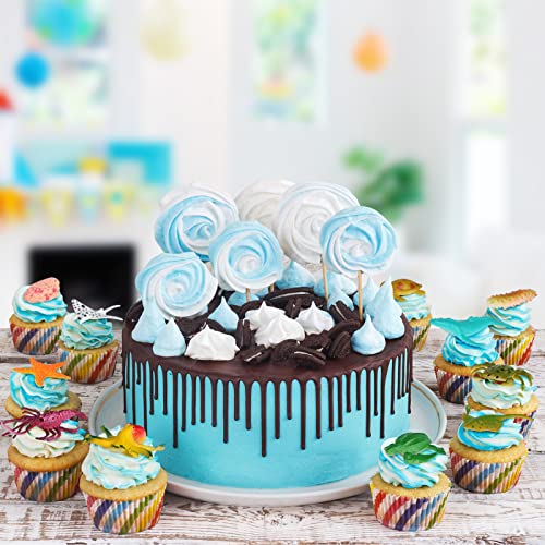 PLULON 60Pcs Mini Kunststoff Tier, Meerestierfiguren, Meeresbewohner Tier Tropische Fische Tiere Cupcake Topper für Geburtstagsfeier Dekorationen