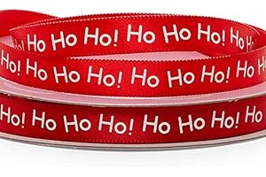 3/8" Red/White Tiny Ho Ho Ho Ribbon