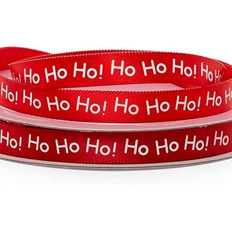 3/8" Red/White Tiny Ho Ho Ho Ribbon