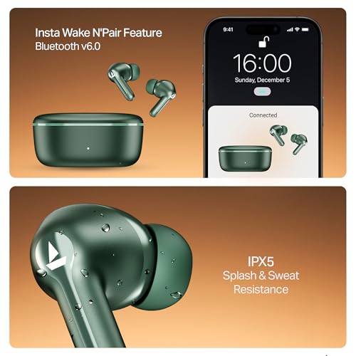 Image of boAt 2025 Launch Airdopes Prime 413, 4Mics ENx, 50hrs Battery, Multipoint, App Support, BT v6.0, 12mm Drivers, ASAP Charge, Bluetooth Earbuds, TWS Ear Buds Wireless Earphones with mic (Green)