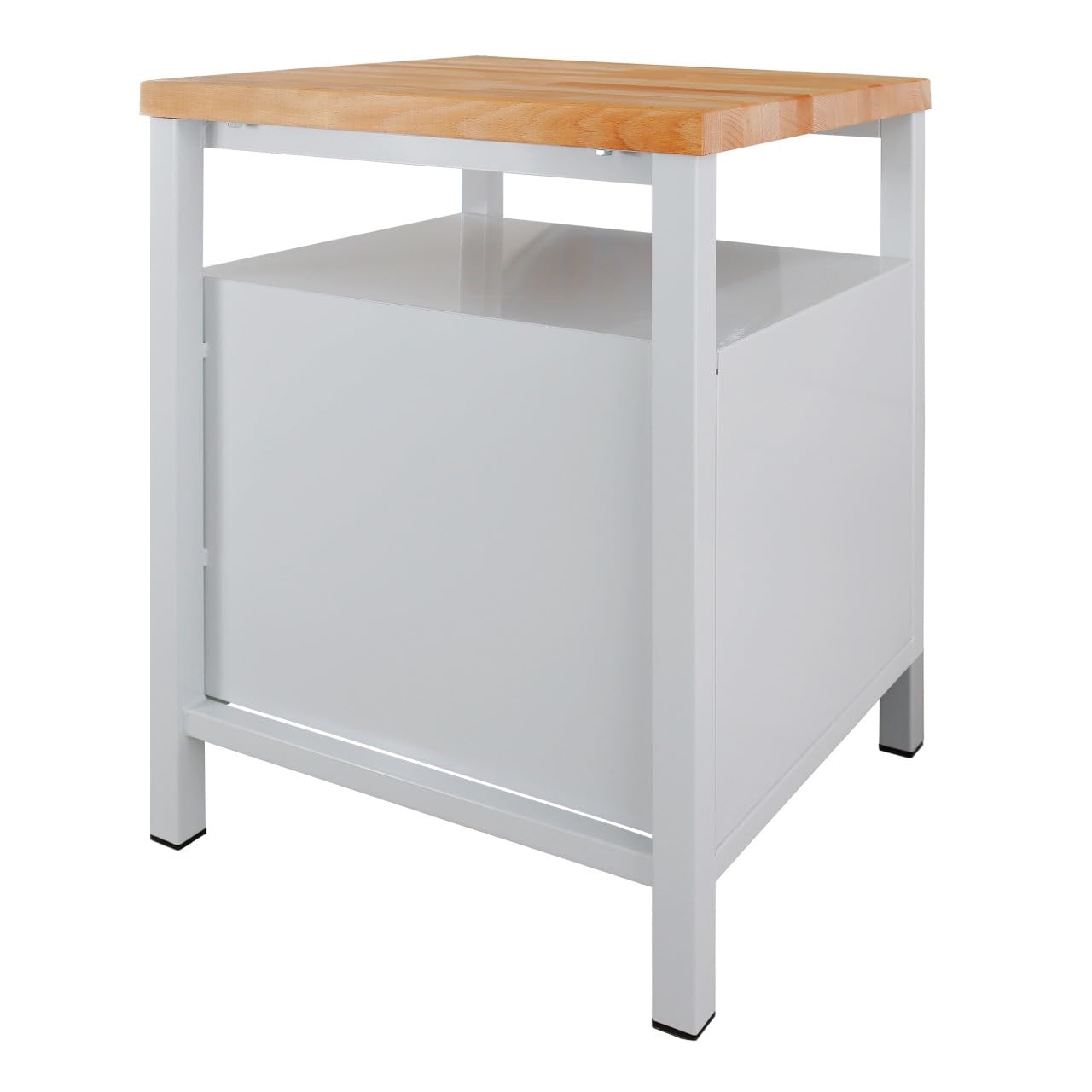 Steinbock Werkbank mit 1 Tür, Regal- und Ablageboden | 300 kg Tragkraft | HxBxT 84 x 60 x 60 cm | Anthrazitgrau | 4 cm Starke geölte Holzplatte | stabiles Stahlgestell | Made in EU | Werktisch