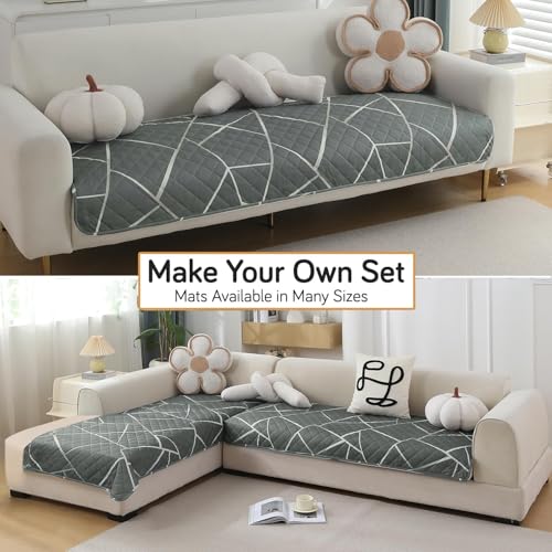 Image of HOKIPO Polyester Printed Waterproof + Anti-Slip + Quick Dry Sofa Seat Mats, Abstract Geometric Shadow Grey - Length 60cm (AR-5229-P2)