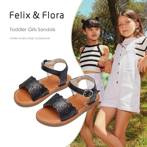 Image of Felix & Flora Toddler Girl Sandals - Little Girl Easter Dress Shoes Lightweight Open Toe Beach Holiday Flats