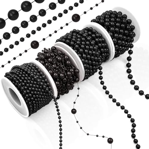 Bijou Joon 4 Rolls 88 Feet Black Pearl String Pearl Garland Beade...