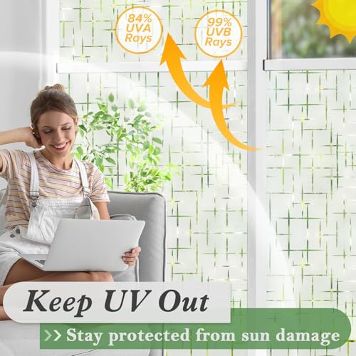 Image of WOO Home Frosted Glass Window Film & Stickers (12 X 72 Inchs) Privacy Window Cover for Home & Office - Easy Apply, UV Protection, Removable Decorative Film (Design Film 2 1 X 6 SQFT)