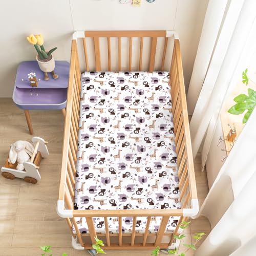 Image of JISEN 3 Piece Crib Bedding Set Soft Baby Crib Bedding Set Jungle Animals Crib Comforter Set - Comforter Crib Sheet Pillowcase Grey Nursery Bedding Sets for Baby Girls or Boys