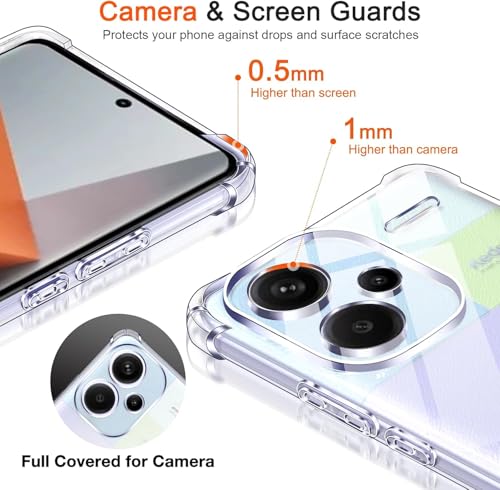 Image of Lustree Redmi Note 13 Pro Plus Back Cover Transparent Case | Clear TPU Shockproof Case with Four Corner Protection & Raised Camera Guard | Slim Protective Cover for Redmi Note 13 Pro Plus