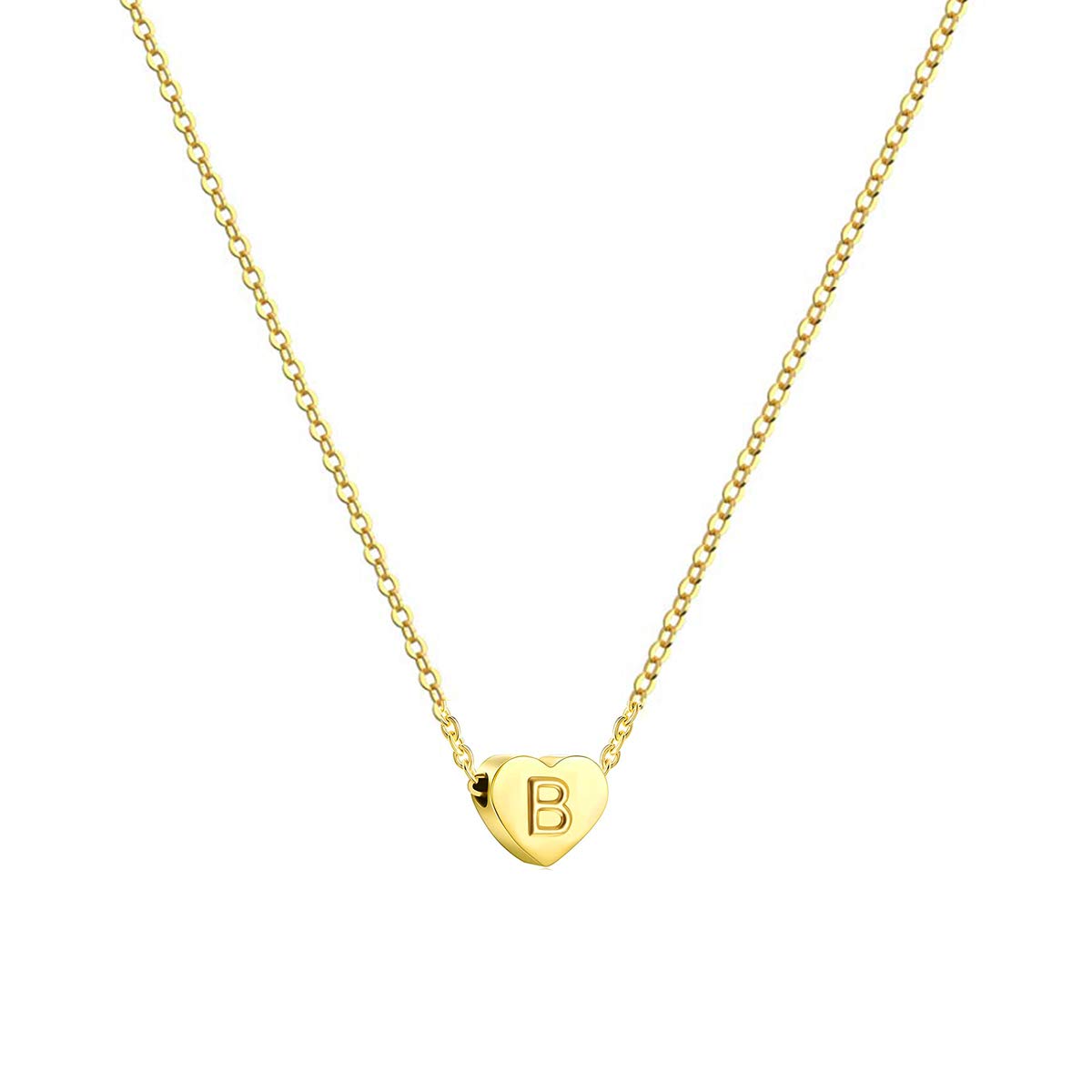 Ovian Heart Initial Necklace for Women 18K Gold Plated Stainless Steel Tiny Heart Pendant Engraved Letter Necklace Personalized Monogram Name Necklace