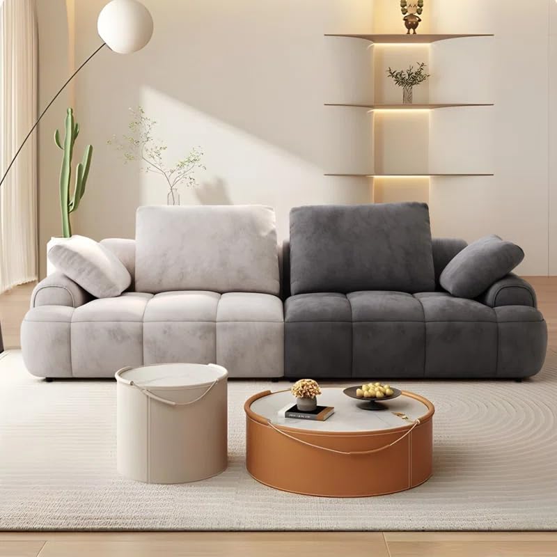 Image of LEGACY OF COMFORT Irmak 85.83'' Upholstered 3 Seater Sofa Three Seater Sofa for Living Room Hotels & Offices (Beige /Grey)