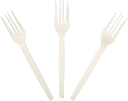 AmerCareRoyal Plant Starch and Polypropylene Unwrapped Disposable Forks for Restaurants and Catering, 7", White, Pack of 1000
