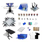 Tianiuseen Screen Printing Kit 4 Color 2 Station Screen Printer Silk Printing Press Equipment Material Screen Printing Flash Dryer for T-Shirt DIY