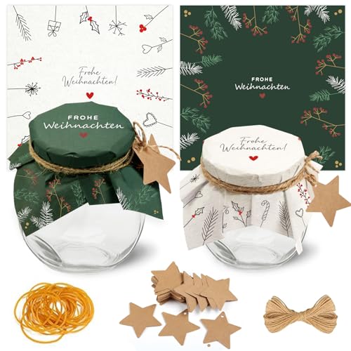 40 Stück Marmeladendeckchen Weihnachten mit Geschenkanhängern –...