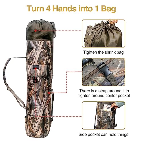 Sac à dos de rangement pour canne à pêche DONQL avec étui 5 bâtons en toile - 4